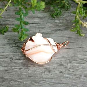 Raw Carnelian Agate Crystal Pendant, Wire Wrapped Gemstone Jewelry 1.5"